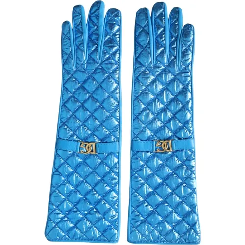 Gloves, female, , Size: 7 1/2 IN Quilted Leather Mid Arm Gloves - Dolce & Gabbana - Modalova