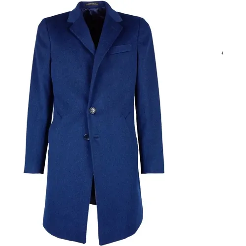 Single-Breasted Coats, male, , Size: S Wool Jacket with Two-Button Closure - Made in Italia - Modalova