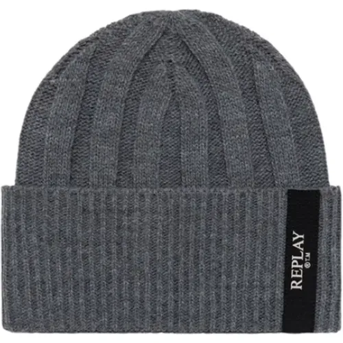 Beanies, male, , Size: ONE SIZE Stylish Beanie Hat for Men - Replay - Modalova