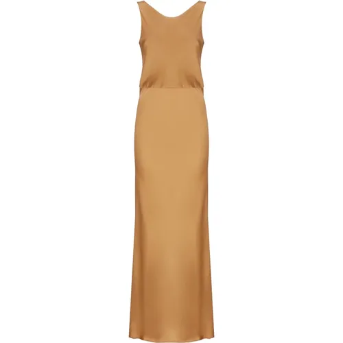 Bronze Silk Blend Maxi Dress , female, Sizes: M - Antonelli Firenze - Modalova