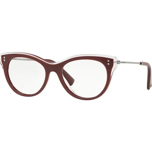Burgundy Crystal Eyewear Frames , unisex, Größe: 52 MM - Valentino - Modalova
