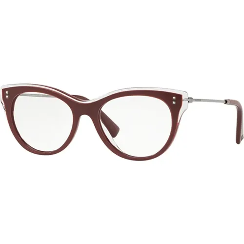 Burgundy Crystal Eyewear Frames , unisex, Sizes: 52 MM - Valentino - Modalova