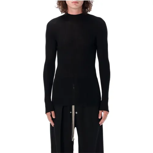 Schwarzer Gerippter Rollkragenpullover Aw24 , Herren, Größe: XL - Rick Owens - Modalova