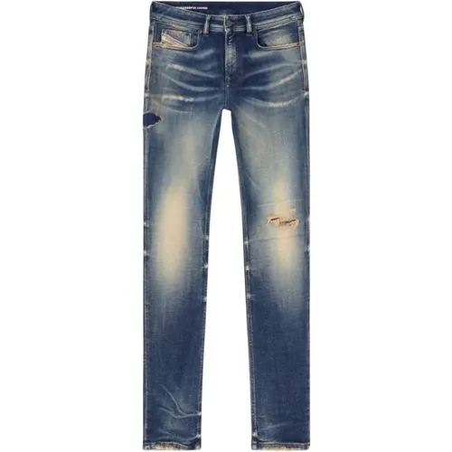 Slim-fit Jeans, male, , Size: W34 Skinny-Fit Jeans - Dark Distressed - Diesel - Modalova