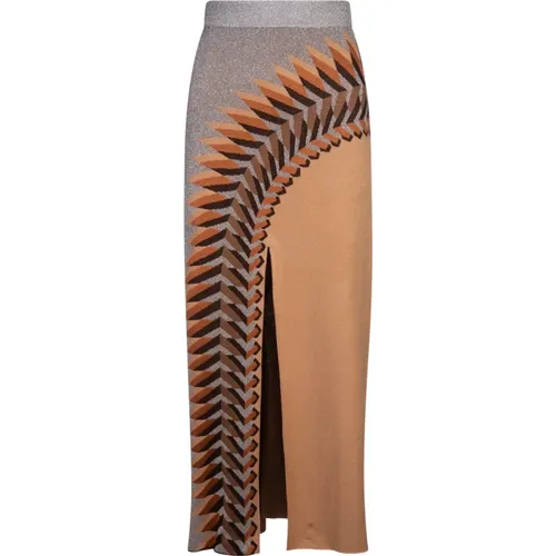 Long Slit Skirt in Silver and Brown , female, Sizes: XS - Paco Rabanne - Modalova