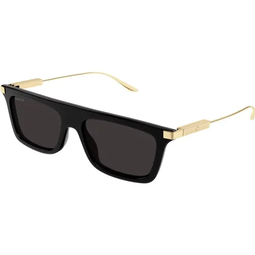 Schwarze Gold/Graue Sonnenbrille , Herren, Größe: 55 MM - Gucci - Modalova