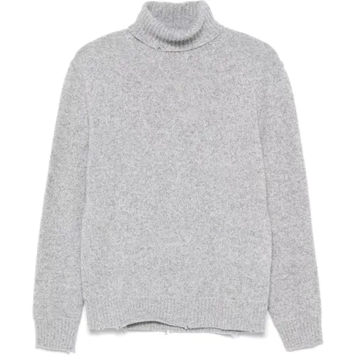 Turtlenecks, male, , Size: 2XL Grey Knit Sweater Melange Cashmere Wool - Dsquared2 - Modalova