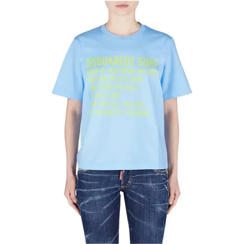 Blaues D2 Surf T-Shirt , Damen, Größe: S - Dsquared2 - Modalova