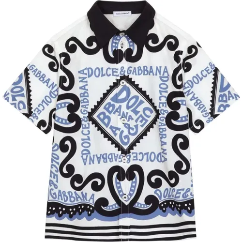 Hemd mit grafischem Druck in Weiß und Hellblau - Dolce & Gabbana - Modalova