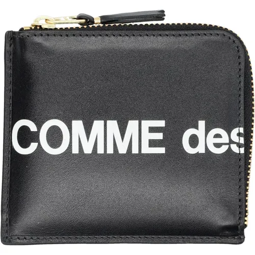 Schwarze Leder-Logo-Brieftasche , unisex, Größe: ONE Size - Comme des Garçons - Modalova
