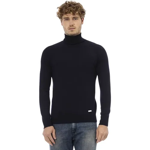 Blauer Gerippter Wollrollkragenpullover , Herren, Größe: 3XL - Baldinini - Modalova