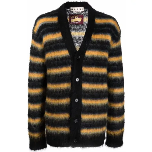 Cardigans, male, , Size: L Striped Mohair Cardigan - Marni - Modalova