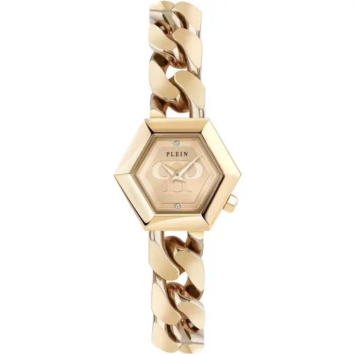 Watches, female, , Size: ONE SIZE Hexagon Groumette Golden Watch - Philipp Plein - Modalova