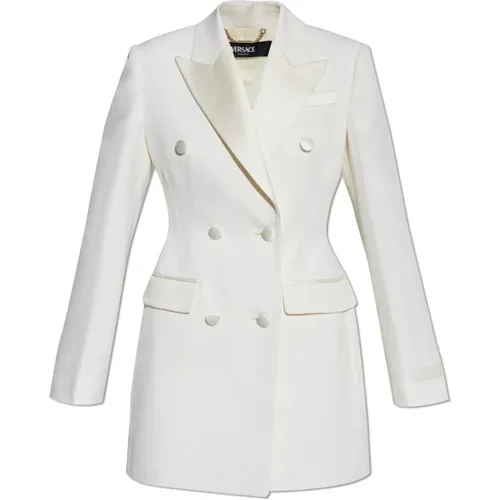 Blazers, female, , Size: XS Long double-breasted blazer - Versace - Modalova