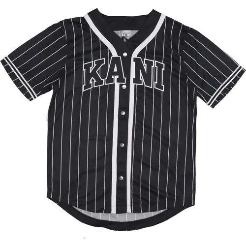 Pinstripe Baseball Shirt mit Knöpfen , Herren, Größe: XS - Karl Kani - Modalova
