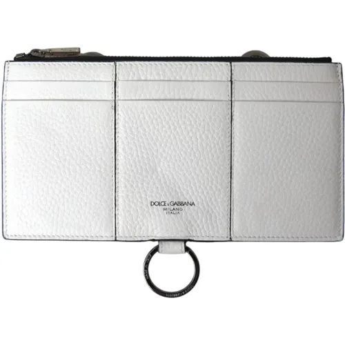 Weißes Leder Crossbody Kartenhalter , Damen, Größe: ONE Size - Dolce & Gabbana - Modalova
