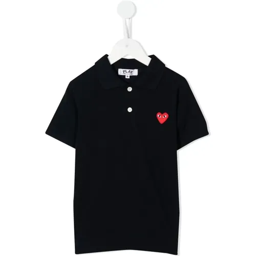 Blaues Polo mit besticktem Herz - Comme des Garçons Play - Modalova