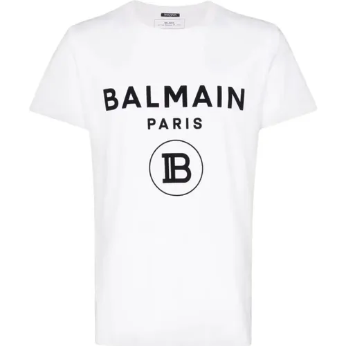 Paris Logo Crewneck T-Shirt , male, Sizes: 2XL - Balmain - Modalova