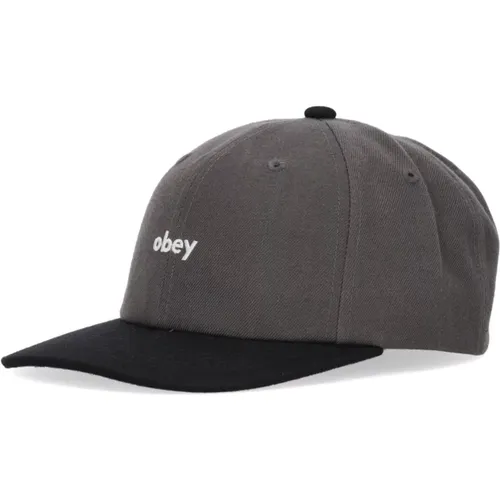 Caps, male, , Size: ONE SIZE Curved Visor Snapback Cap Dark - Obey - Modalova