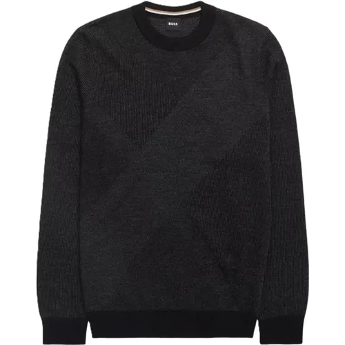 Jacquard Wollpullover in Schwarz , Herren, Größe: 2XL - Boss - Modalova