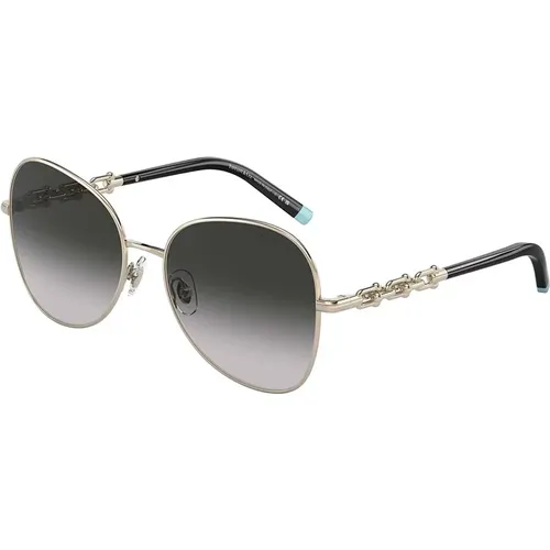 Gold Grau Getönte Sonnenbrille TF 3086 , Damen, Größe: 57 MM - Tiffany - Modalova