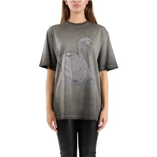 Kristallverziertes Baumwoll-T-Shirt - MSGM - Modalova