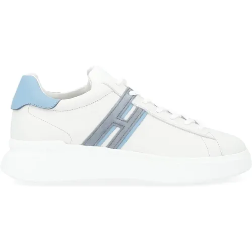Weiße und Blaue Leder Sneaker H580 , Herren, Größe: 43 1/2 EU - Hogan - Modalova