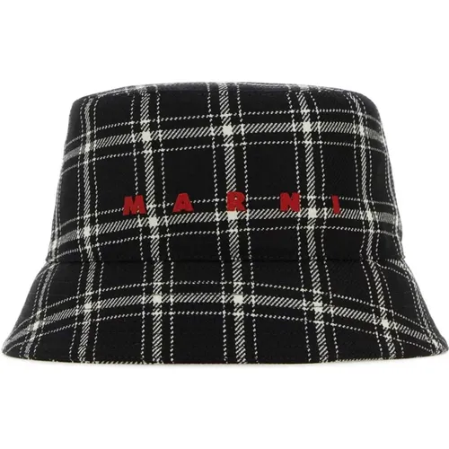 Hats, male, , Size: S Embroidered Wool Bucket Hat - Marni - Modalova