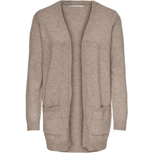 Beiger Offener Cardigan Pullover , Damen, Größe: L - Only - Modalova