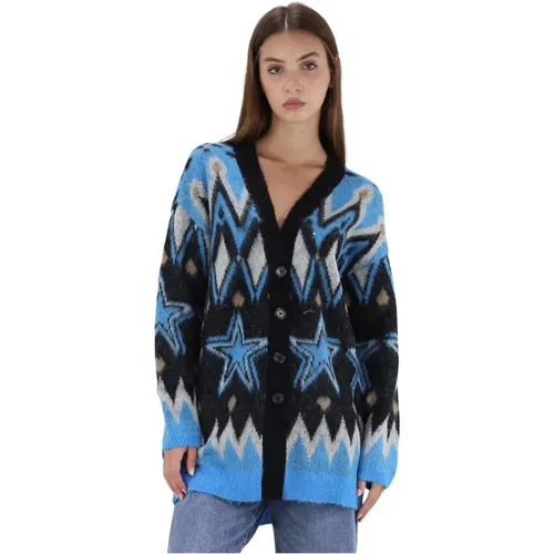 Blue Knit V-Neck Sweaters , female, Sizes: M - Twinset - Modalova