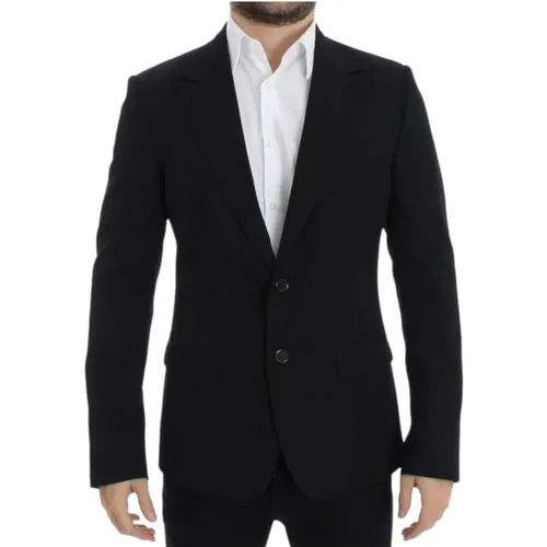 Formal Blazers, male, , Size: S Elegant Slim Fit Wool Blazer - Dolce & Gabbana - Modalova