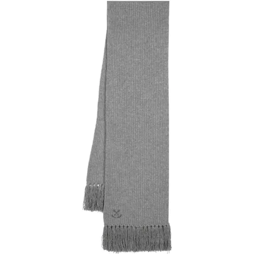 Grey Wool Ribbed Knit Scarf , male, Sizes: ONE SIZE - Golden Goose - Modalova