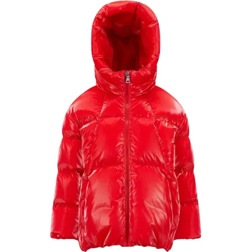 Rote Kapuzenjacke mit Druckknopftaschen - Moncler - Modalova