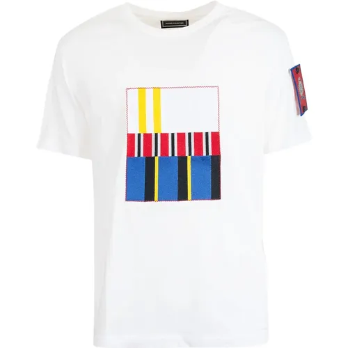 T-Shirts, male, , Size: L Bright Stripe Logo Shirt - Tommy Hilfiger - Modalova