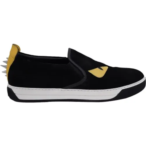 Pre-owned Flats, female, , Size: 10 US Pre-owned Suede sneakers - Fendi Vintage - Modalova