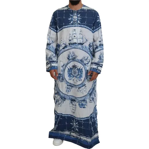 Capes, male, , Size: XS Majolica Cotton Cape Thobe - Dolce & Gabbana - Modalova