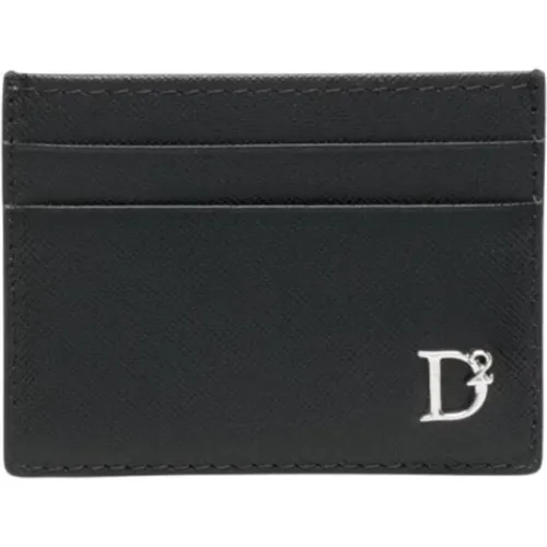 Wallets & Cardholders, male, , Size: ONE SIZE Slim Leather Card Holder Wallet - Dsquared2 - Modalova