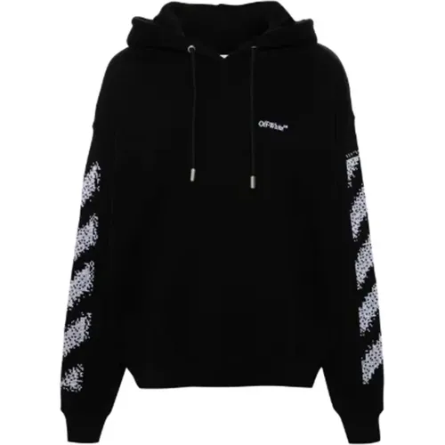 Hoodies, male, , Size: XS Pixel Diag Skate Hooded Sweatshirt - Off White - Modalova