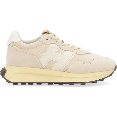 Suede H641 Sneakers with White Leather H Detail , female, Sizes: 3 1/2 UK, 4 1/2 UK - Hogan - Modalova