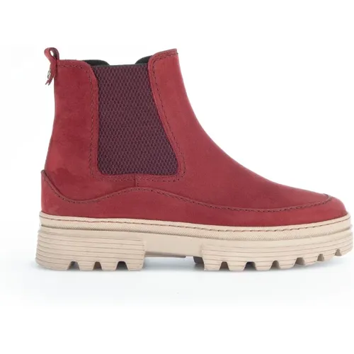 Rote Wildleder Chelsea Boots , Damen, Größe: 42 EU - Gabor - Modalova