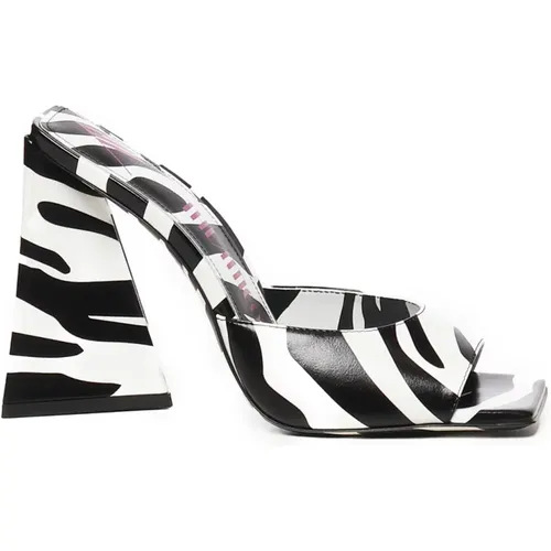 Heeled Mules, female, , Size: 8 1/2 US Zebra Print Pyramid Heel Sandals - The Attico - Modalova