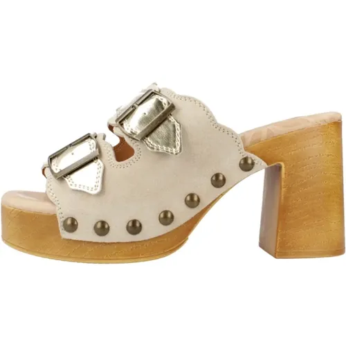 Stilvolle Heeled Mules Sandale , Damen, Größe: 38 EU - Mtng - Modalova