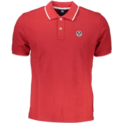 Rotes Baumwoll-Poloshirt mit Kontrastdetails , Herren, Größe: M - North Sails - Modalova