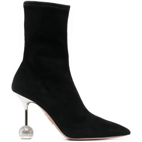 Leather Disco Heel Booties , female, Sizes: 4 UK, 4 1/2 UK - Aquazzura - Modalova
