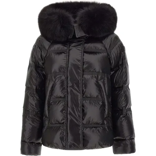 Winter Jackets, female, , Size: L Fur Collar Short Coat - Peuterey - Modalova