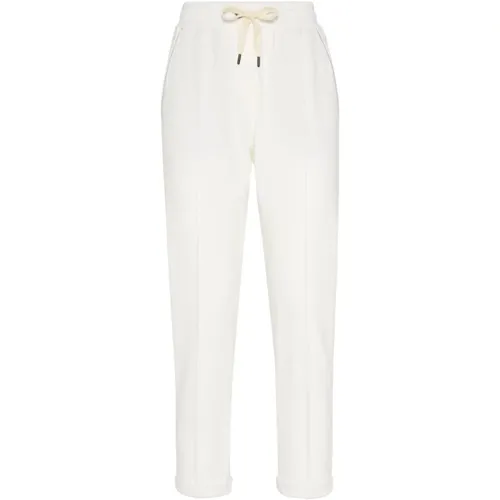 Slim-fit Trousers, female, , Size: XL Cotton Stretch Jogging Pants - BRUNELLO CUCINELLI - Modalova
