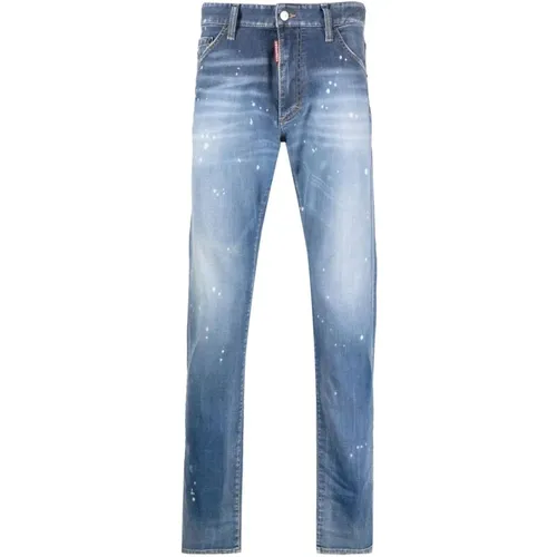 Blaue Farbspritzer-Jeans , Herren, Größe: XS - Dsquared2 - Modalova