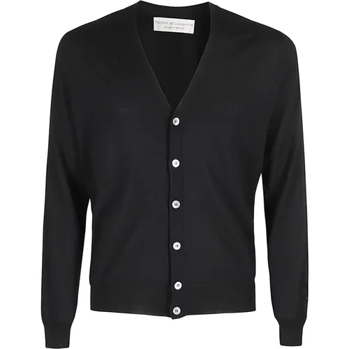 Merino Wool Cardigan , male, Sizes: L, XL - Filippo De Laurentiis - Modalova