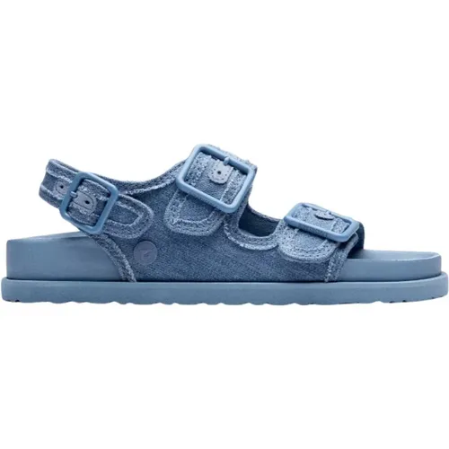 Stone Washed Denim Sandalen , Herren, Größe: 46 EU - Birkenstock - Modalova