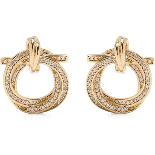 Crystal Butterfly Hoop Earrings , female, Sizes: ONE SIZE - Salvatore Ferragamo - Modalova